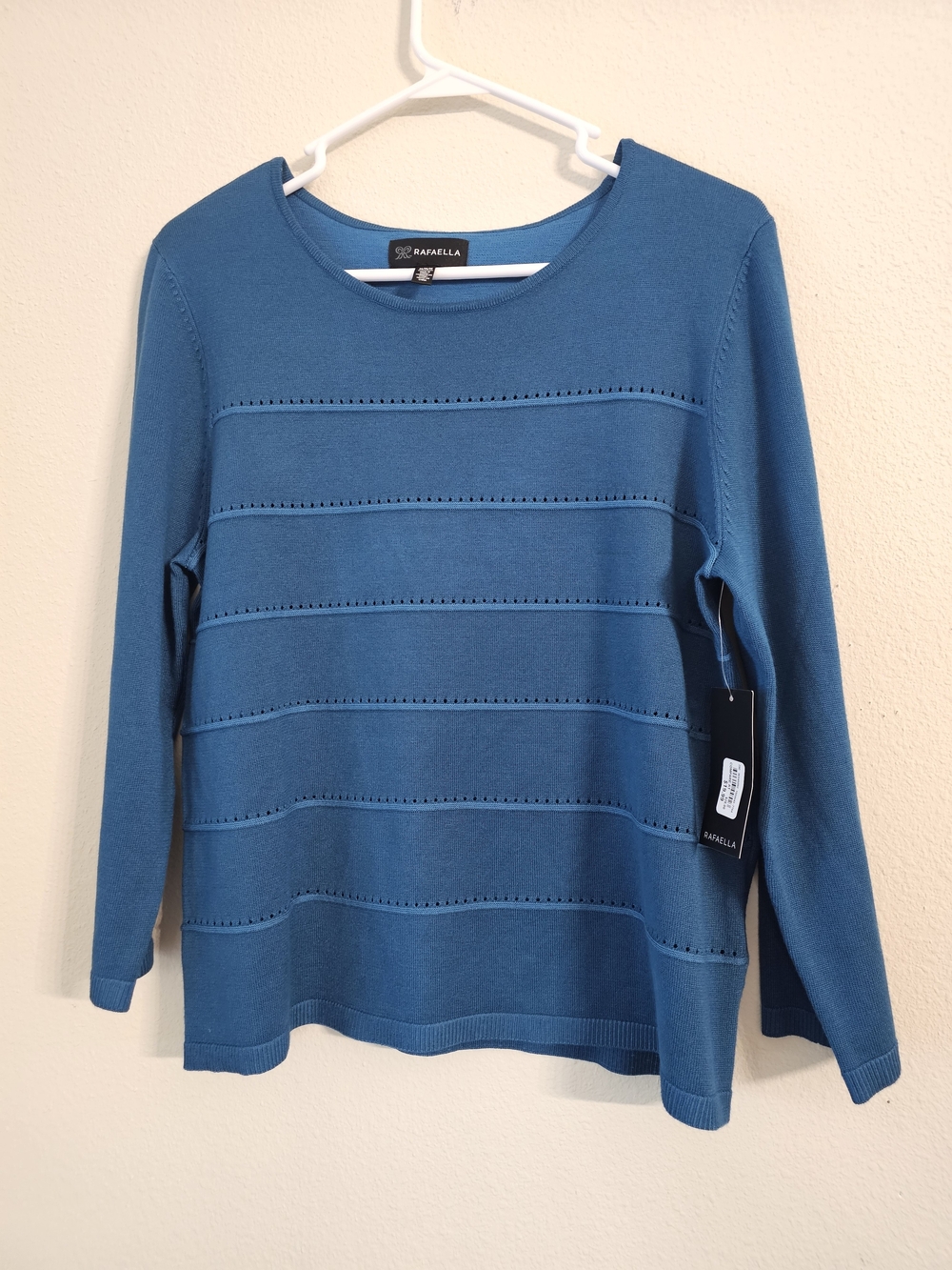 Rafaella Teal Blue Long Sleeve Knit Top